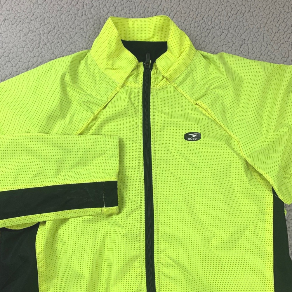 Sugoi Zap Versa Jacket Mens L Neon Yellow Reflective Convertible Cycling Vest